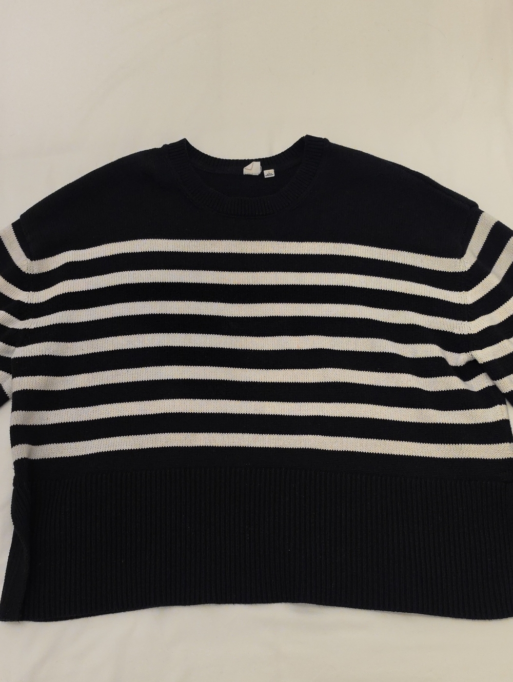 GAP Black and White Striped Crewneck Sweater